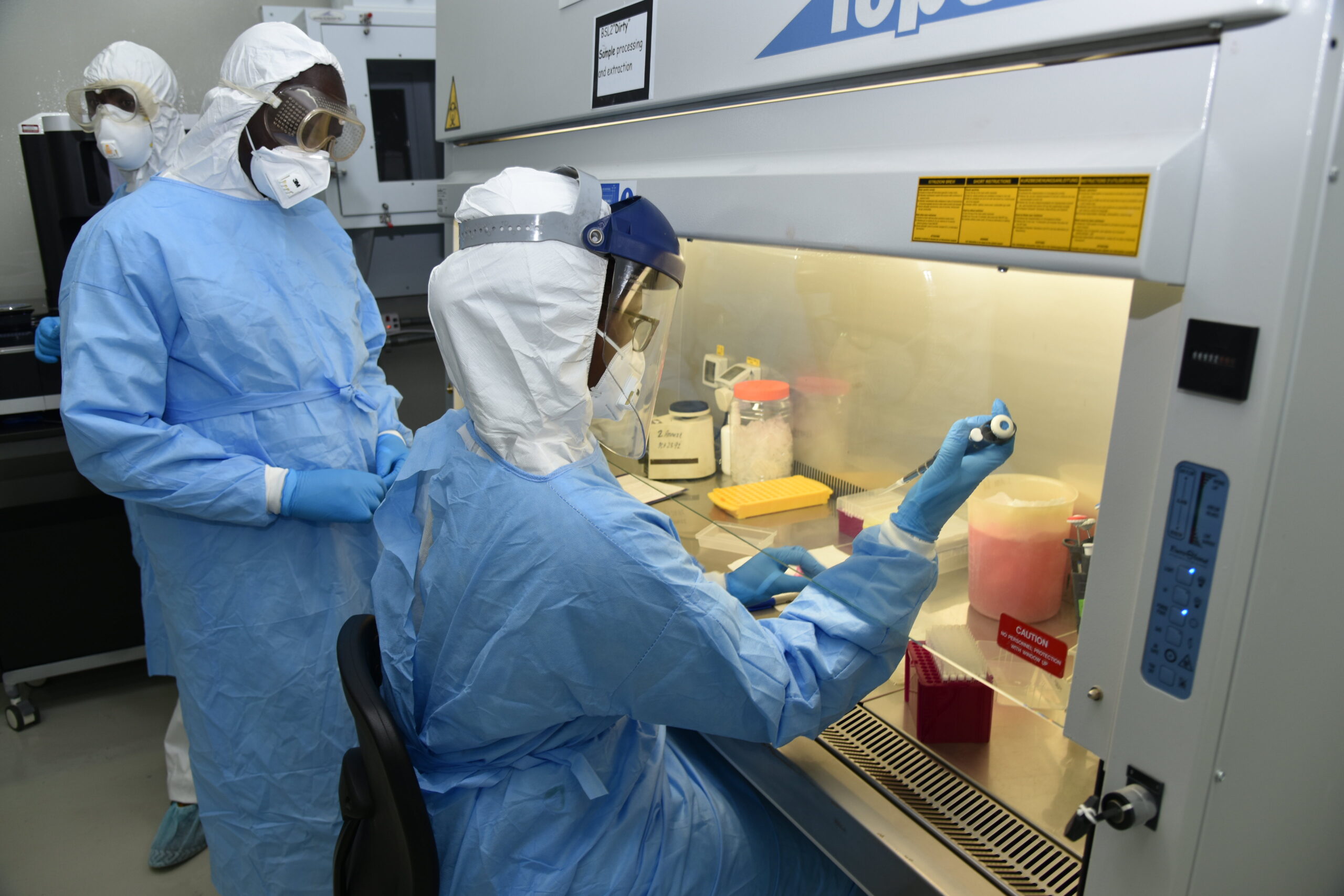 Sample preparation in biosafety level 3 facilities at ILRI laboratory