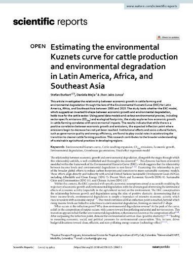 Estimating the environmental Kuznets curve for cattle production and environmental degradation in Latin America, Africa, and Southeast Asia