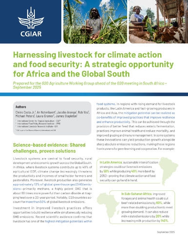 Harnessing livestock for climate action and food security: A strategic opportunity for Africa and the Global South