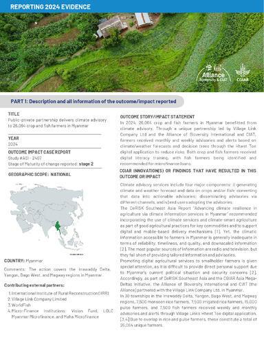 Public-private partnership delivers climate advisory to 26,064 crop and fish farmers in Myanmar