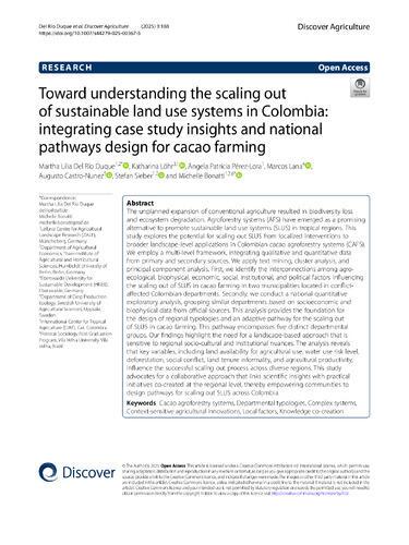 Toward understanding the scaling out of sustainable land use systems in Colombia: Integrating case study insights and national pathways design for cacao farming