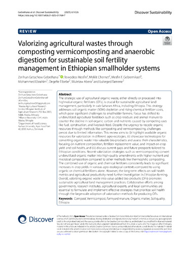 Valorizing agricultural wastes through composting vermicomposting and anaerobic digestion for sustainable soil fertility management in Ethiopian smallholder systems