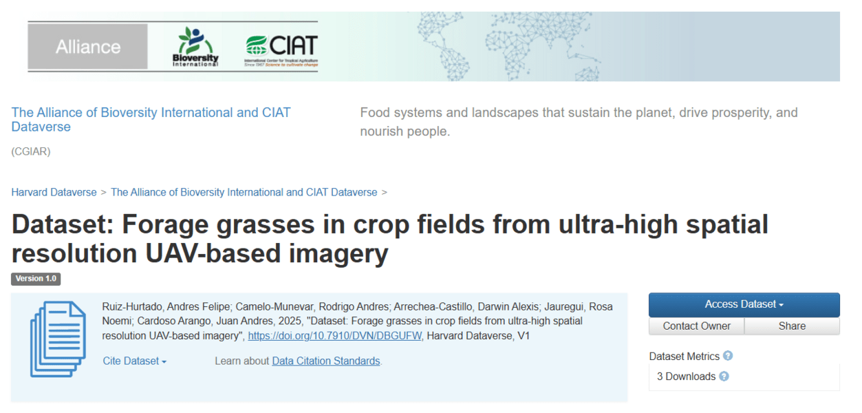 Dataset: Forage grasses in crop fields from ultra-high spatial resolution UAV-based imagery
